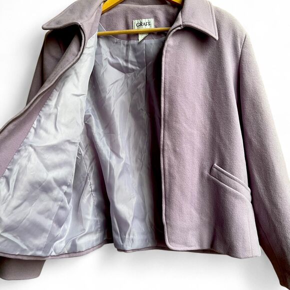 Vintage 100% wool lavender full-zip jacket by Graff - Picture 6 of 8